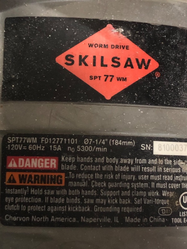 Photo 4 of * used * please see all images * 
SKIL 15-Amp 7-1/4-in Worm Drive Corded Circular Saw
