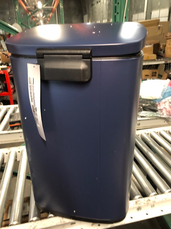 Photo 3 of SONGMICS 13 Gallon Trash Can, Stainless Steel Kitchen Garbage Can, Recycling or Waste Bin, Soft Close, Step-On Pedal, Removable Inner Bucket, Midnight Blue ULTB050L01 13.2 Gal Midnight Blue