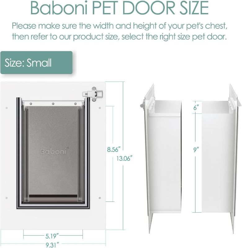 Photo 3 of (READ NOTES) Baboni Pet Door for Wall, Steel Frame and Telescoping Tunnel, Aluminum Lock, Double Flap Dog Door and Cat Door, Strong and Durable Large