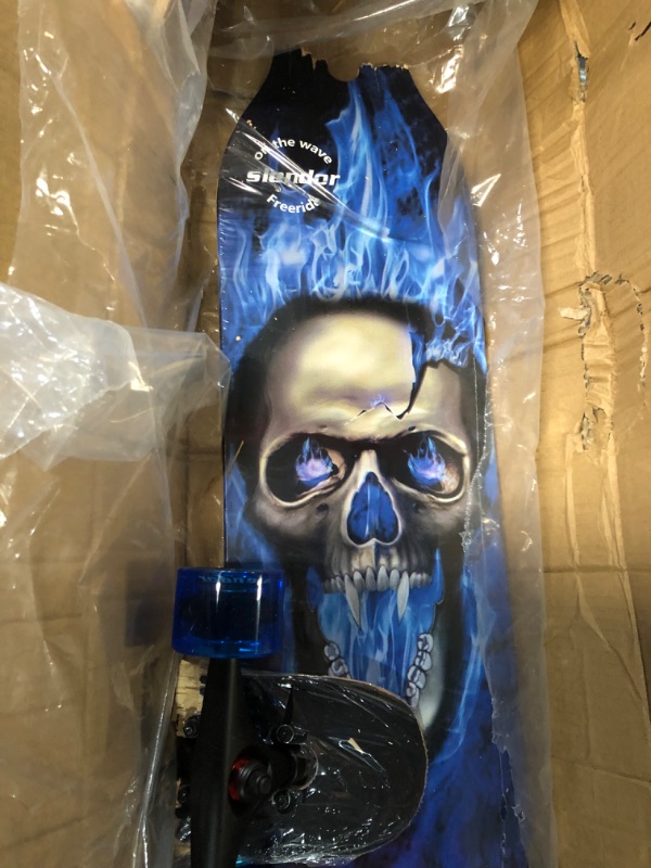 Photo 1 of *FOR PARTS ONLY*slendor Longboard Skateboard 42Drop Through Complete Maple Cruiser Blue Skull