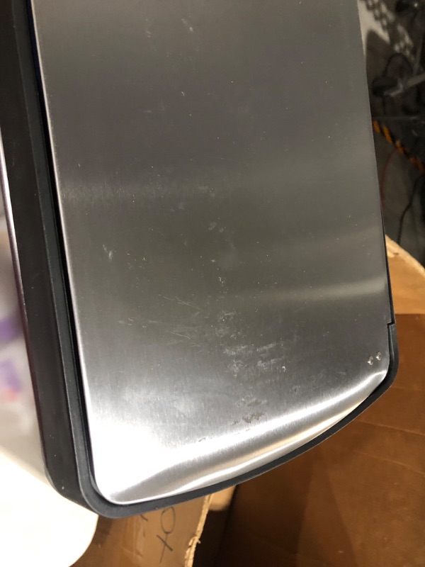 Photo 7 of ***DAMAGED - DENTED - SCRATCHED - SEE PICTURES - NO PACKAGING***
simplehuman Rectangular Dual Compartment Recycling Kitchen Step Trash Can, 46 Liter, Brushed Stainless Steel