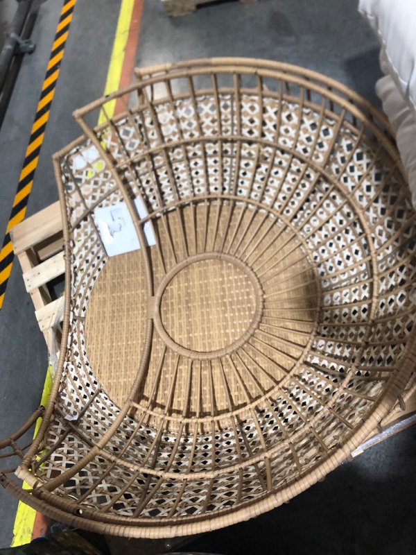 Photo 1 of Origin 21 Brennfield Woven Teak Steel Frame Stationary Conversation Chair(s) with Off-white Cushioned Seat