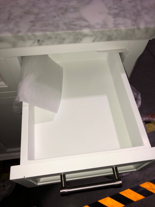 Photo 3 of allen + roth Roveland 36-in White Undermount Single Sink Bathroom Vanity with Carrara Natural Marble Top