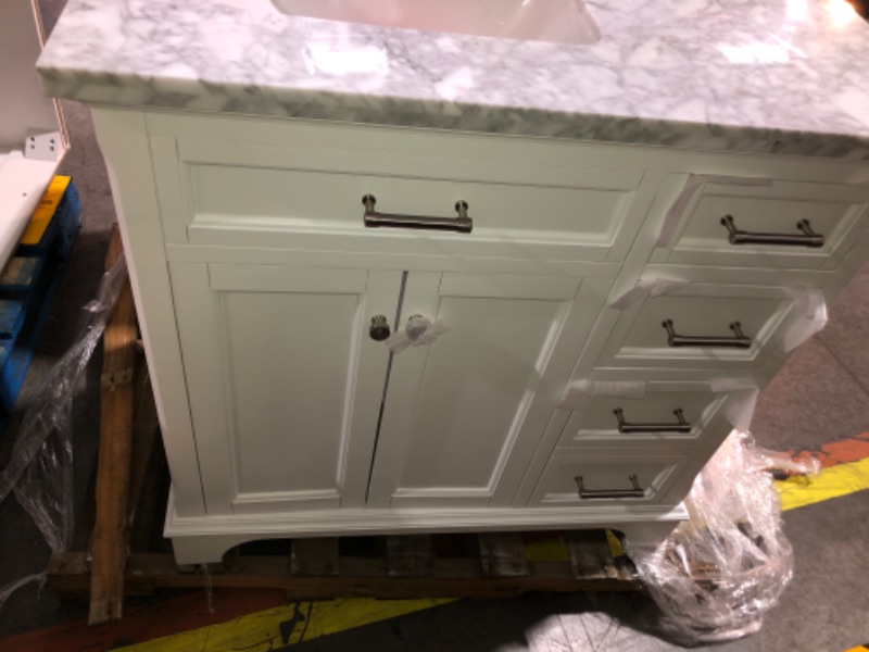 Photo 7 of allen + roth Roveland 36-in White Undermount Single Sink Bathroom Vanity with Carrara Natural Marble Top