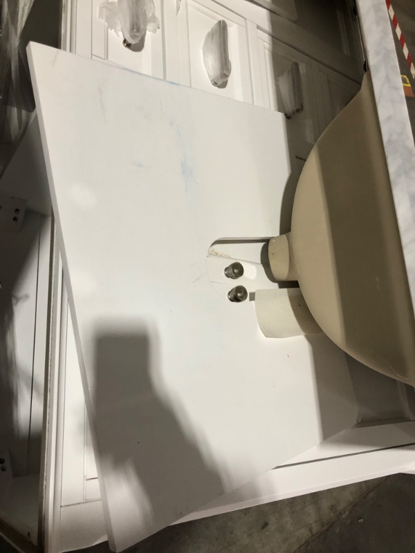 Photo 10 of **PARTS ONLY/NON-REFUNDABLE*** DAMAGE TO COUNTER***
allen + roth Roveland 60-in White Undermount Double Sink Bathroom Vanity with Carrara Natural Marble Top