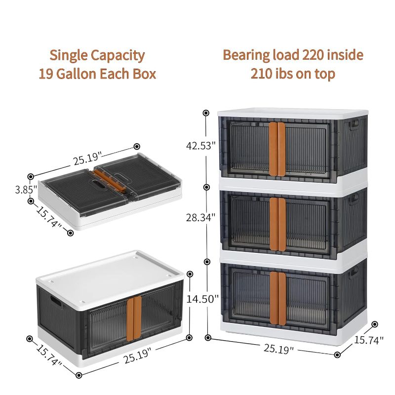 Photo 4 of (READ NOTES) Storage Bins with Lids-76Qt Collapsible Storage Bin with Double Door,3 Packs