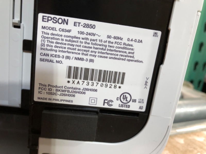 Photo 6 of Epson EcoTank Wireless Color All-in-One ET-2850 Inkjet Printer for Family