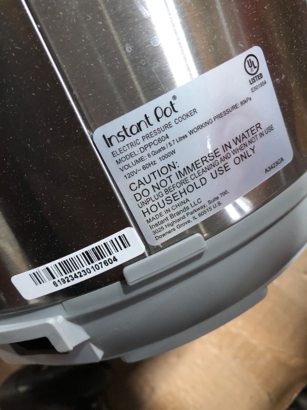 Photo 4 of ***NOT FUNCTIONAL - DOESN'T POWER ON - FOR PARTS ONLY - NO REFUNDS***
 Instant Pot Duo Plus, 6-Quart Whisper Quiet 9-in-1 Electric Pressure Cooker