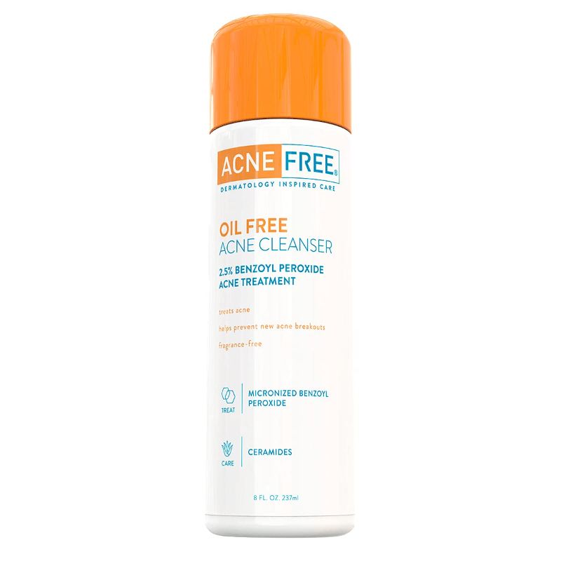 Photo 1 of AcneFree Oil-Free Acne Cleanser, Benzoyl Peroxide 2.5% Acne Face Wash with Glycolic Acid to Prevent and Treat Breakouts, 8 Ounce.