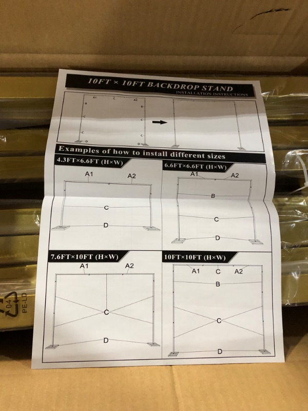 Photo 3 of Fomcet 10FT x 10FT Backdrop Stand Heavy Duty with Base, Gold Portable Adjustable