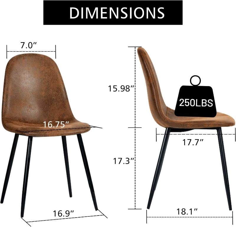 Photo 4 of (READ NOTES)Dining, Upholstered Mid Century Modern Armless Chair, Living Room with Metal Legs for Kitchen Lounge Farmhouse, Charlton Brown