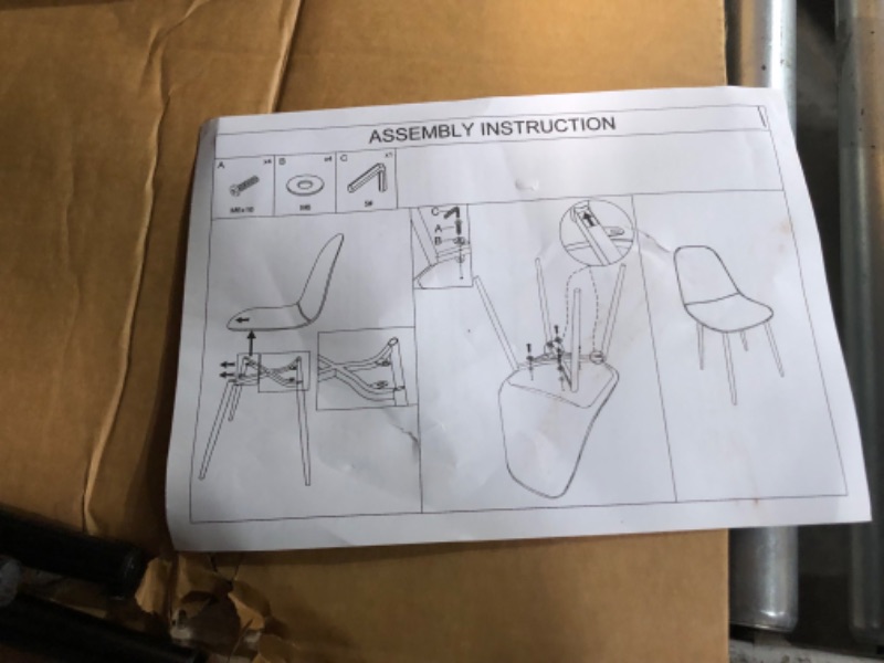 Photo 2 of (READ NOTES)Dining, Upholstered Mid Century Modern Armless Chair, Living Room with Metal Legs for Kitchen Lounge Farmhouse, Charlton Brown