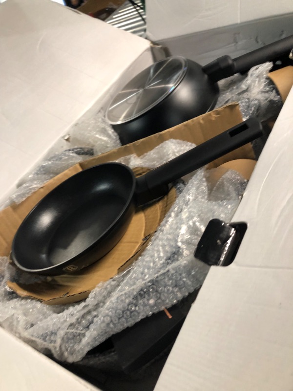 Photo 1 of **MISSING TWO PIECES**
Berlinger Haus Kitchen Cookware Sets 10 Piece, Nonstick Cookware Set with Black Bakelite Mats