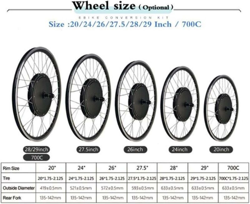 Photo 3 of (READ NOTES) DNYSYSJ Electric Bike Conversion Kit, 48V 1000W 700C 28"/29" Rear Wheel E-Bike