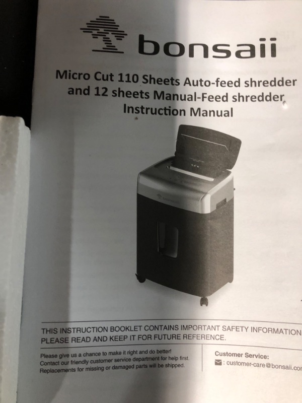 Photo 4 of Bonsaii Office Paper Shredder, 110-Sheet Autofeed Heavy Duty Paper Shredder, 6.1 Gallon Large Bin 