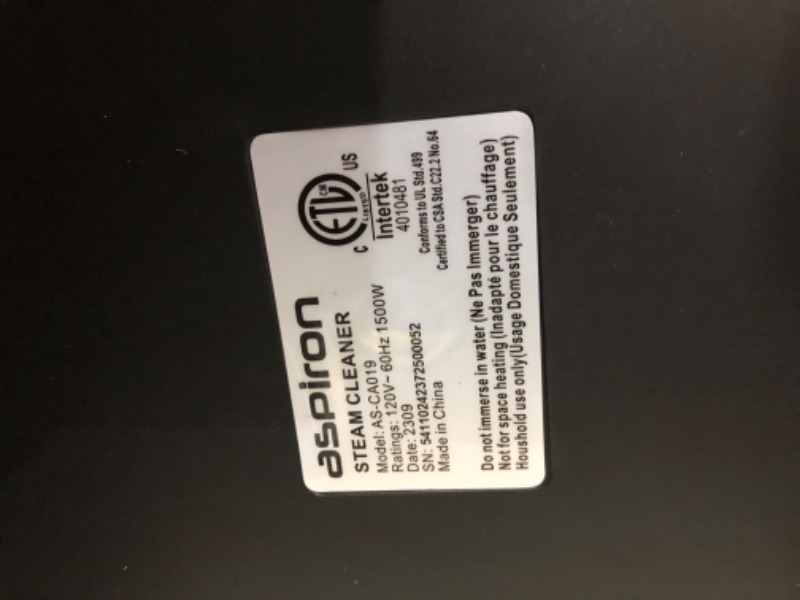 Photo 5 of ***DAMAGED - UNABLE TO TEST - LIKELY MISSING PARTS***
Portable Multipurpose Steam Cleaner for Car 5 Mins Heating with 1.5L Tank