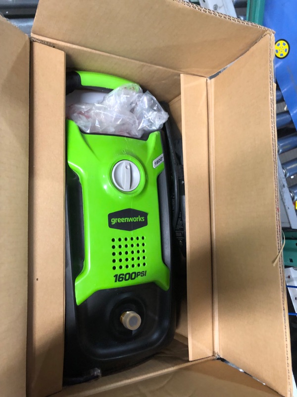 Photo 4 of **NON REFUNDABLE NO RETURNS SOLD AS IS**
**PARTS ONLY**
Greenworks 1600 PSI 1.2 GPM Pressure Washer (Upright Hand-Carry) PWMA Certified