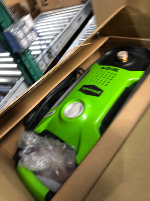 Photo 3 of **NON REFUNDABLE NO RETURNS SOLD AS IS**
**PARTS ONLY**
Greenworks 1600 PSI 1.2 GPM Pressure Washer (Upright Hand-Carry) PWMA Certified