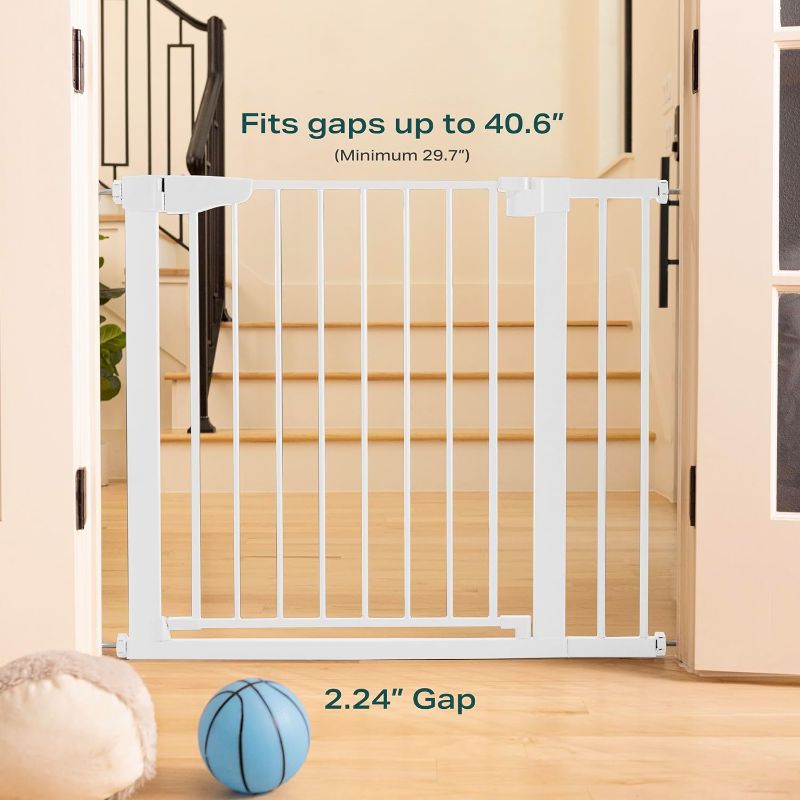 Photo 2 of Cumbor 36" Extra Tall Baby Gate Wide 2-Way Door, 29.7"-40.6" Width, and Auto Close White