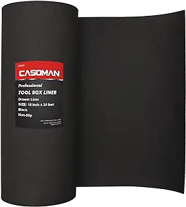 Photo 1 of *** HAS BEEN CUT ALREADY* HAS CREASES NEEDS TO BE FLATTENED***
CASOMAN Professional Tool Box Liner UP TO 18 inch(Wide)  Non-Slip, Black, 3mm Thickness (1/8" Thickness) 