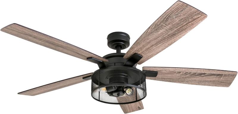 Photo 3 of  52 Inch Industrial Style Indoor LED Ceiling Fan with Light, Remote Control