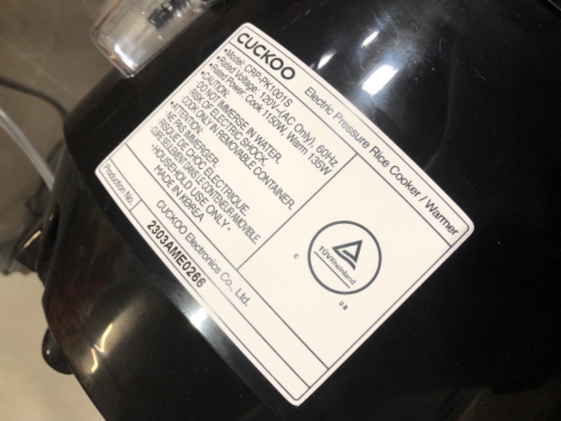 Photo 4 of ***USED - DIRTY - UNABLE TO TEST FURTHER***
CUCKOO CRP-PK1001S | 10-Cup (Uncooked) Pressure Rice Cooker