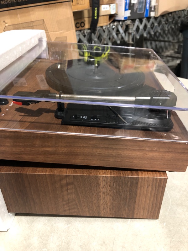 Photo 6 of LP&No.1 Record Player, Wireless Turntable with Stereo Bookshelf Speakers,Vinyl Record Player,Support Bluetooth,Auto-Stop.Walnut Wood Dark Walnut