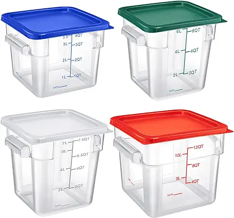 Photo 1 of ***READ NOTES***4 Pcs Food Storage Container with Lids Set 4 Quart 6 Quart 7 Quart 12 Quart Commercial Plastic Square Brine Bucket