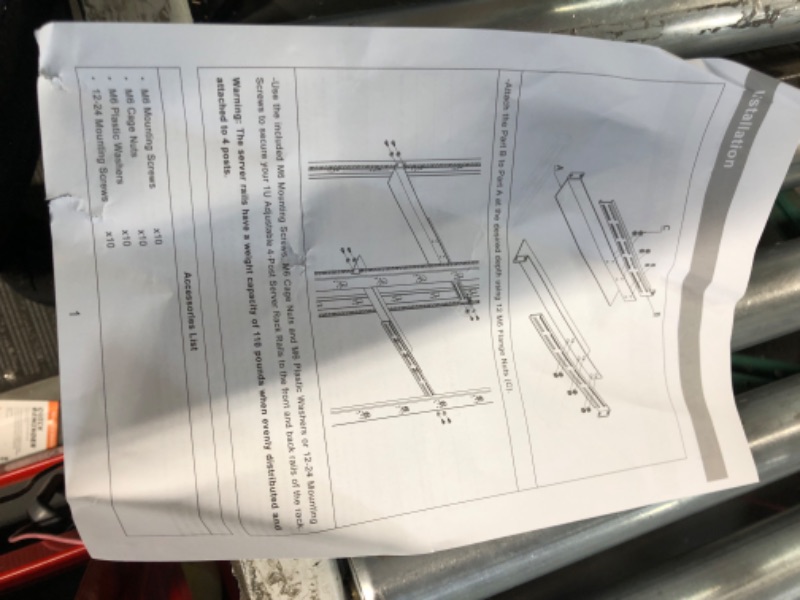 Photo 5 of RackPath 1U 4-Post Server Rack Rail, 20.2-32 Inch Adjustable Depth - 110lbs Capacity