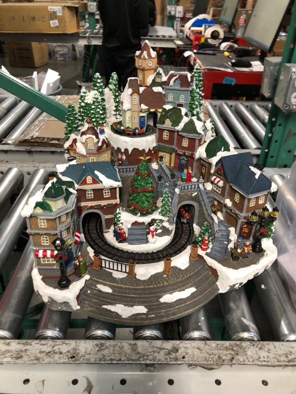 Photo 2 of **NON-REFUNDABLE MINOR DAMAGE **
Christmas Village Centerpiece Decor, Tiered Village Town Center, with Rotating Train 