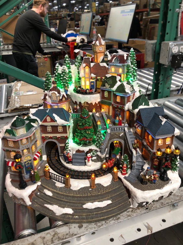 Photo 5 of **NON-REFUNDABLE MINOR DAMAGE **
Christmas Village Centerpiece Decor, Tiered Village Town Center, with Rotating Train 