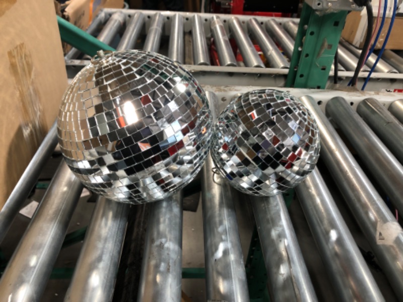 Photo 3 of 2 Disco Balls Silver Hanging Mirror Disco Ball Reflective Mirror Disco Ball (6 Inch, 8 Inch)