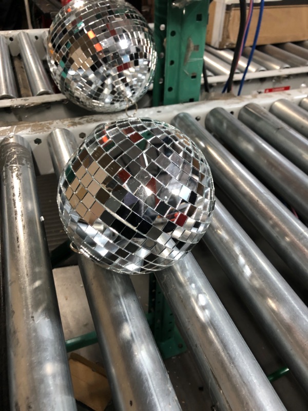 Photo 2 of 2 Disco Balls Silver Hanging Mirror Disco Ball Reflective Mirror Disco Ball (6 Inch, 8 Inch)