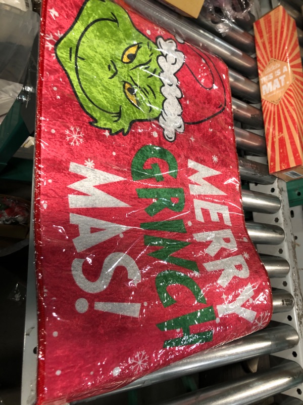 Photo 2 of  Merry Grinchmas Doormat 17 x 27 Inch RED 