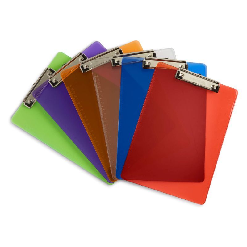 Photo 1 of 6 Pack Assorted Transparent Color Plastic Clipboards, 2.3mm Heavy Duty Board