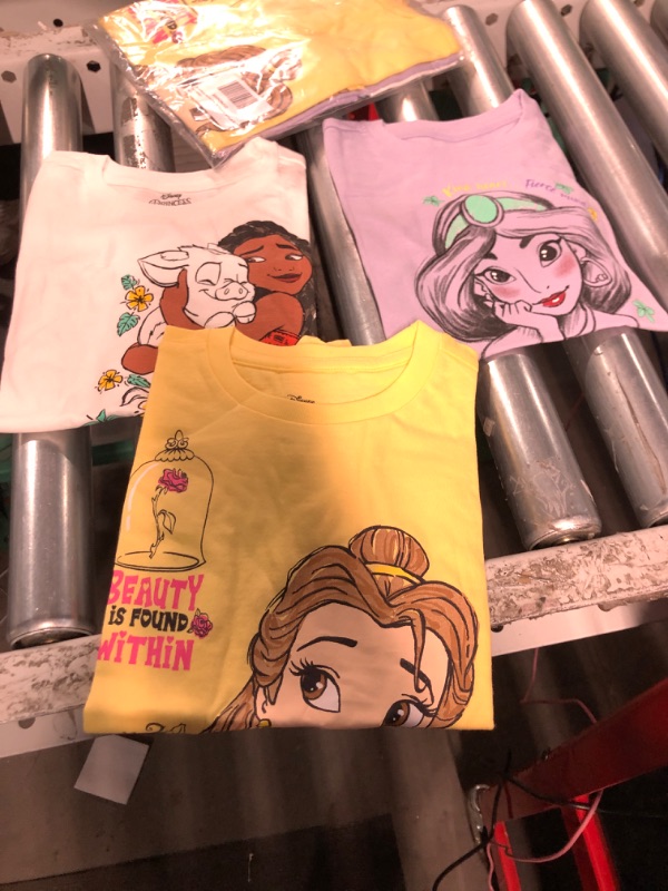 Photo 2 of Disney Princess Moana Rapunzel Snow White Encanto Raya Girls 3 Pack Crossover T-Shirts Toddler to Big Kid 4T Purple / White / Yellow