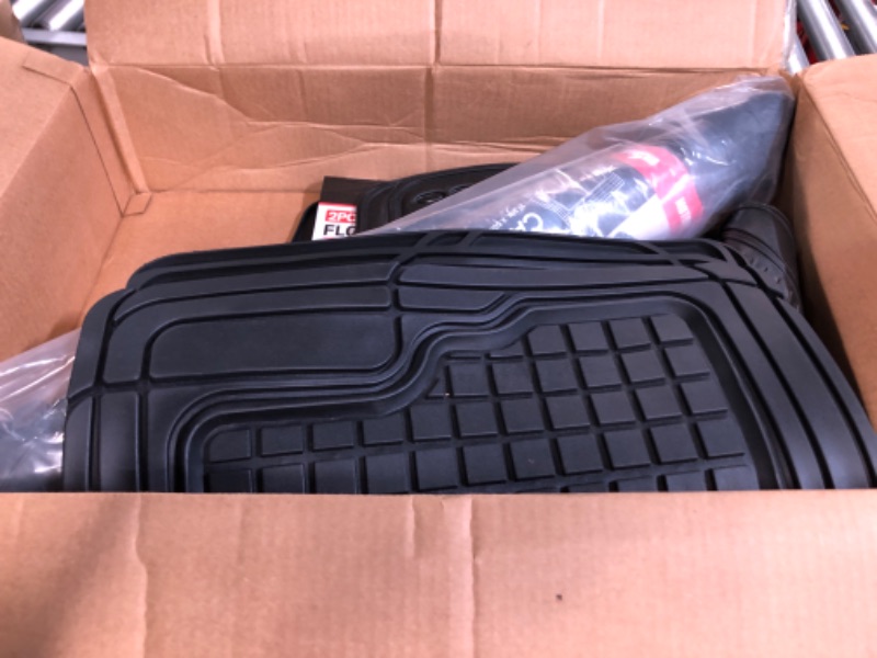 Photo 2 of Motor Trend All Weather Semi-Custom Fit Heavy Duty Rubber Floor Mats for Auto Car Truck  (2 Front, 1 Rear Liner & Trunk Cargo Mat)