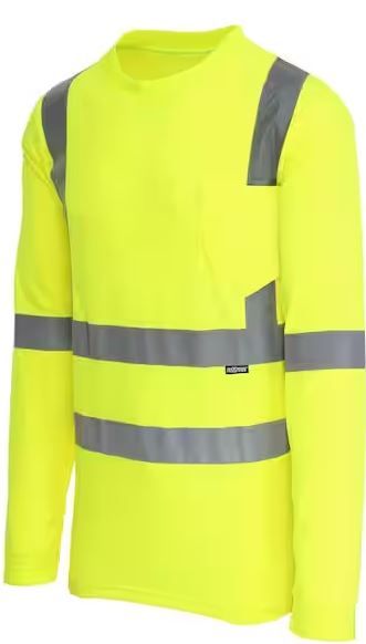 Photo 1 of MAXIMUM SAFETY Men's 2X-Large High Visibility Yellow ANSI Class 3 Polyester Long-Sleeve Safety Shirt