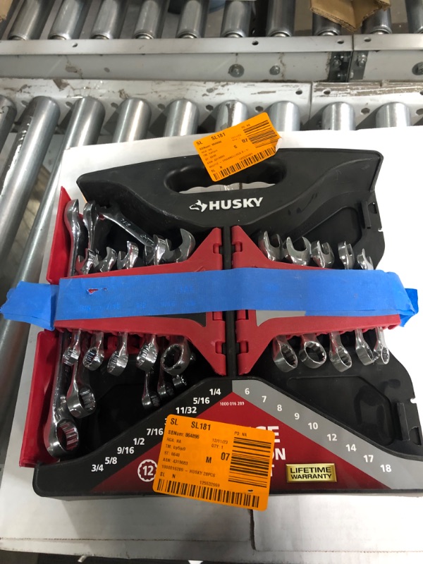Photo 2 of (READ NOTES) Husky 28CW002NC 28-Piece SAE and Metric Combination Wrench Set and Plastic Labeled Storage Case