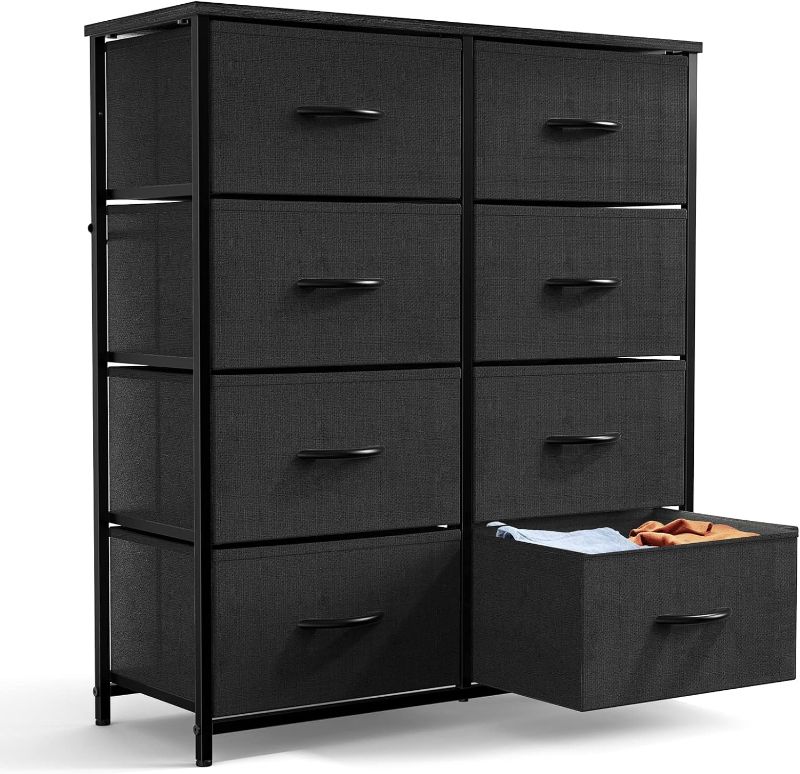 Photo 1 of (READ FULL POST) NEWBULIG Dresser,Dresser with 8 Fabric Drawers,Chest of Drawers,Storage Tower, Storage Dresser for Bedroom Living Room and Hallway, Easy Pull Fabric Bins,Wooden Top, Sturdy Steel Frame?Black
