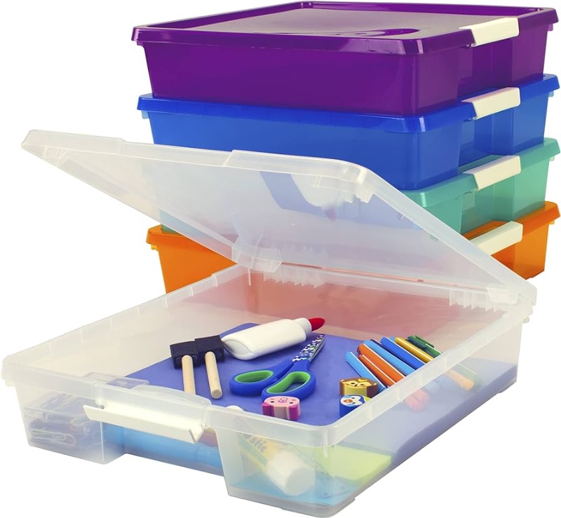 Photo 1 of Storex Classroom Craft Project Box – Stacking Plastic Organizer Fits 12x12 