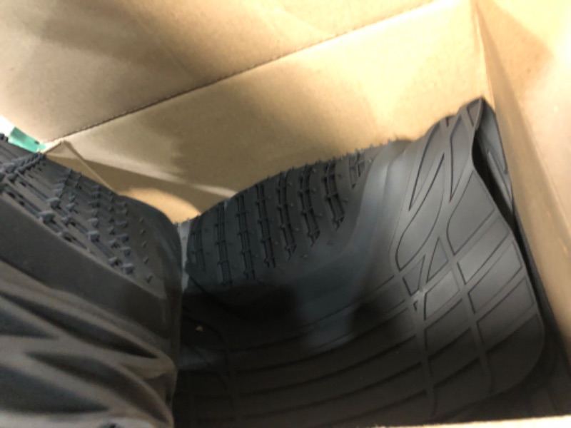 Photo 1 of Motor Trend Original FlexTough Black Rubber Car Floor Mats for 3 Row Vehicles