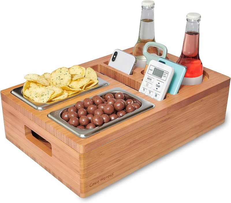 Photo 1 of * see images for damage *
Geetery Wood Beer Box Snack Tray Table Stand Caddy