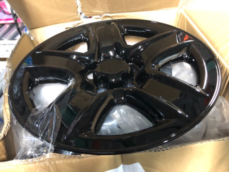 Photo 3 of ECOTRIC Black 17" Wheel Skins Hub Caps Full Rim Covers Compatible with 2006-2012 Toyota RAV4