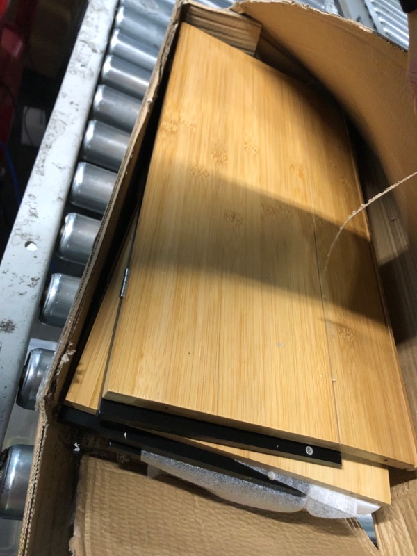 Photo 1 of HOMEKOKO Double Oversized Bread Box, Two-layer Extra Large Bread Box for Kitchen Counter, Wooden Large Capacity Bread Storage Bin with Cutting Board (Black)