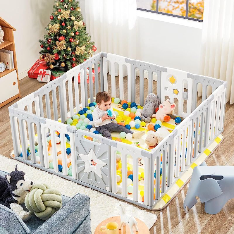 Photo 1 of ***ITEM COLORED ON SEE PHOTOS***
Coolever Foldable Baby Playpen, Safety Baby Gate Playpen For Babies And Toddlers Sturdy And Immovable Baby Fence Play Area Activity Center 