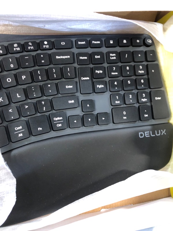 Photo 3 of EDJO Ergonomic Wireless Keyboard Rechargeable, Bluetooth/2.4G Wireless Keyboard with Cushioned Wrist Rest, Multi-Device, Split Design,