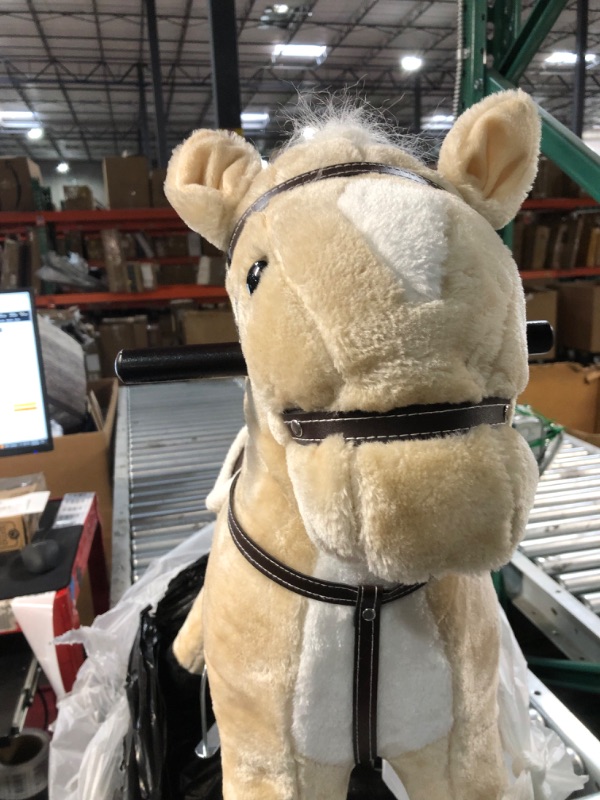 Photo 5 of (READ FULL POST) Rocking Horse Plush Animal on Wooden Rockers with Sounds, Stirrups, Saddle & Reins, Ride on Toy, by Happy Trails - Brown