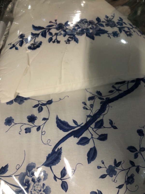 Photo 4 of Laura Ashley Home - Elise Collection - Luxury Ultra Soft Comforter, All Season Premium Bedding Set, Stylish Delicate Design Blue, Full/Queen