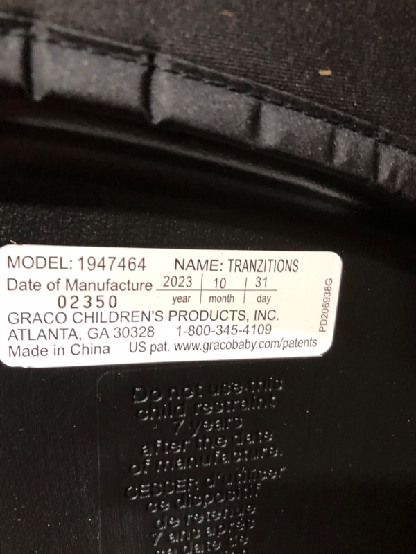 Photo 3 of Graco Tranzitions 3 in 1 Harness Booster Seat, Proof Tranzitions Black